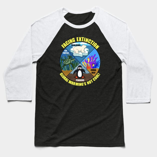 Facing Extinction:  Global Warming’s Not Cool Baseball T-Shirt by Gsallicat